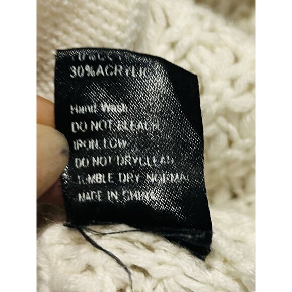 POL Chunky Cable-Knit Grandpa Cardigan – Cream/Ivory – Size L Cozy Vintage Vibe - Picture 7 of 15